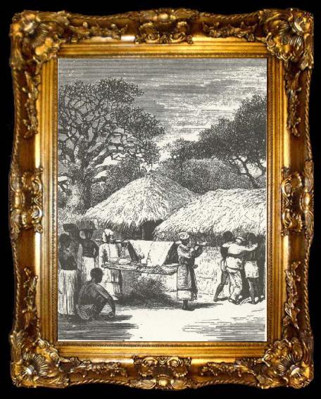 framed  unknow artist Black ill and exhaust of one langt hart life atervande Livingstone to sits enkla home in Ilala in April 1873., ta009-2